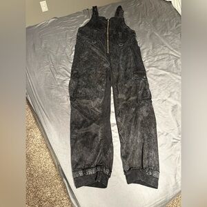 Free People Washed Black Jumpsuit with Zipper